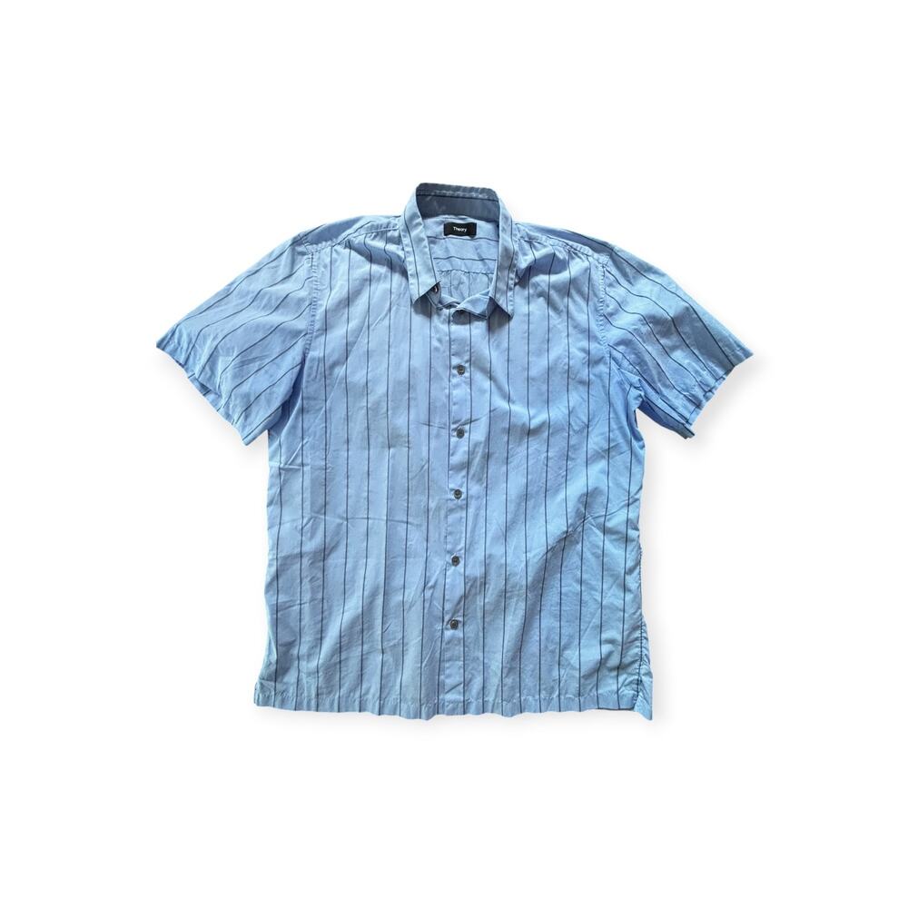 THEORY BLUE STRIPED SHIRT SIZE LARGE